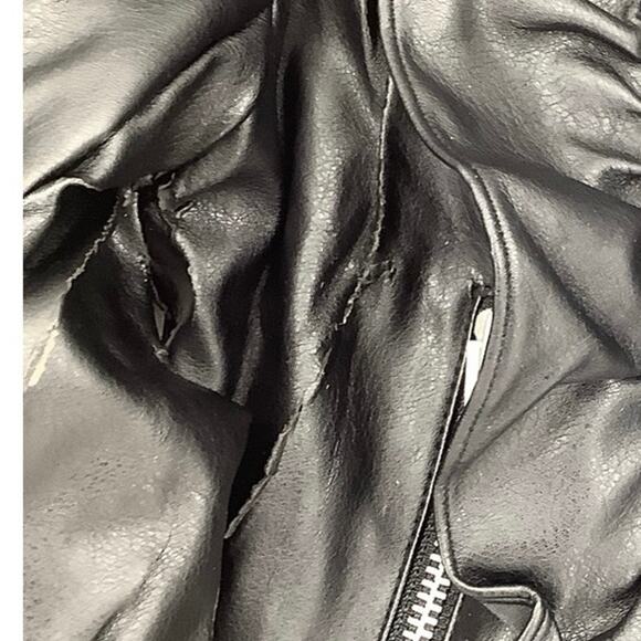 Bardot Junior Size 7-8 Black Chloe Faux Leather Ruffle Jacket Zip Front N1-18 - Picture 9 of 14